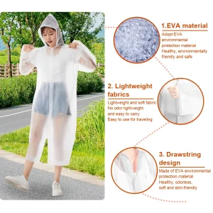 Emergency Raincoat with Drawstring Hood 10 Pcs